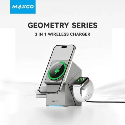 Picture of MAXCO Geometry Qi2 3in1 MagSafe Wireless Charger Grey