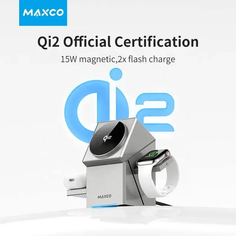 Picture of MAXCO Geometry Qi2 3in1 MagSafe Wireless Charger Grey