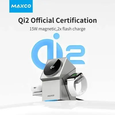 Picture of MAXCO Geometry Qi2 3in1 MagSafe Wireless Charger Grey