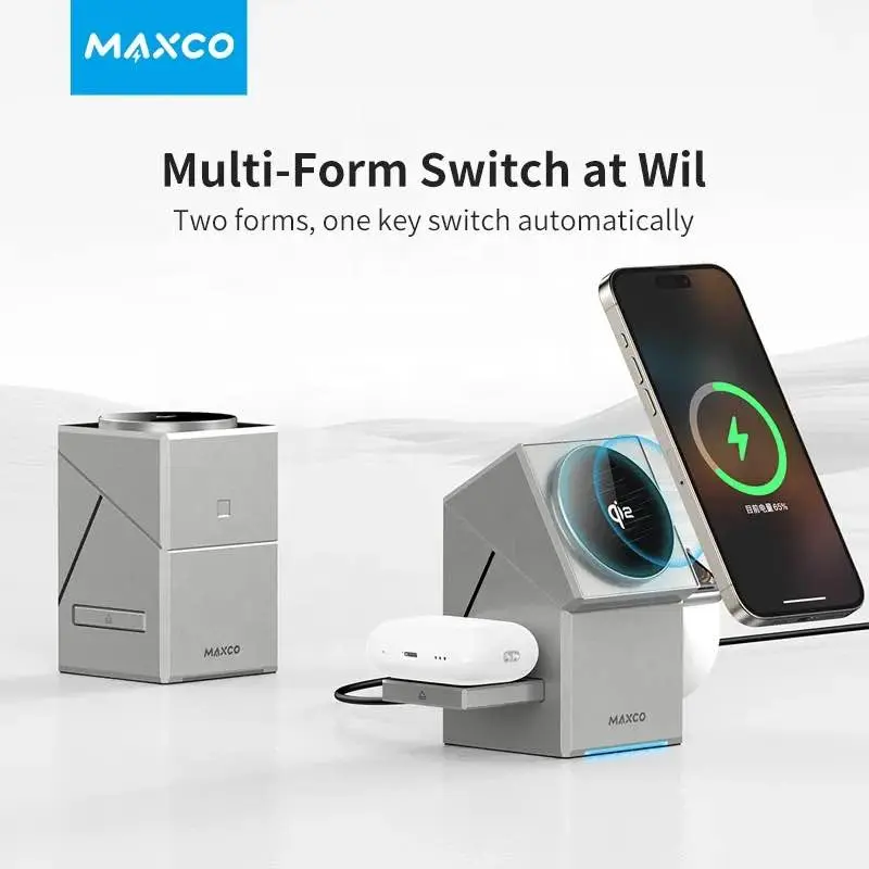 Picture of MAXCO Geometry Qi2 3in1 MagSafe Wireless Charger Grey