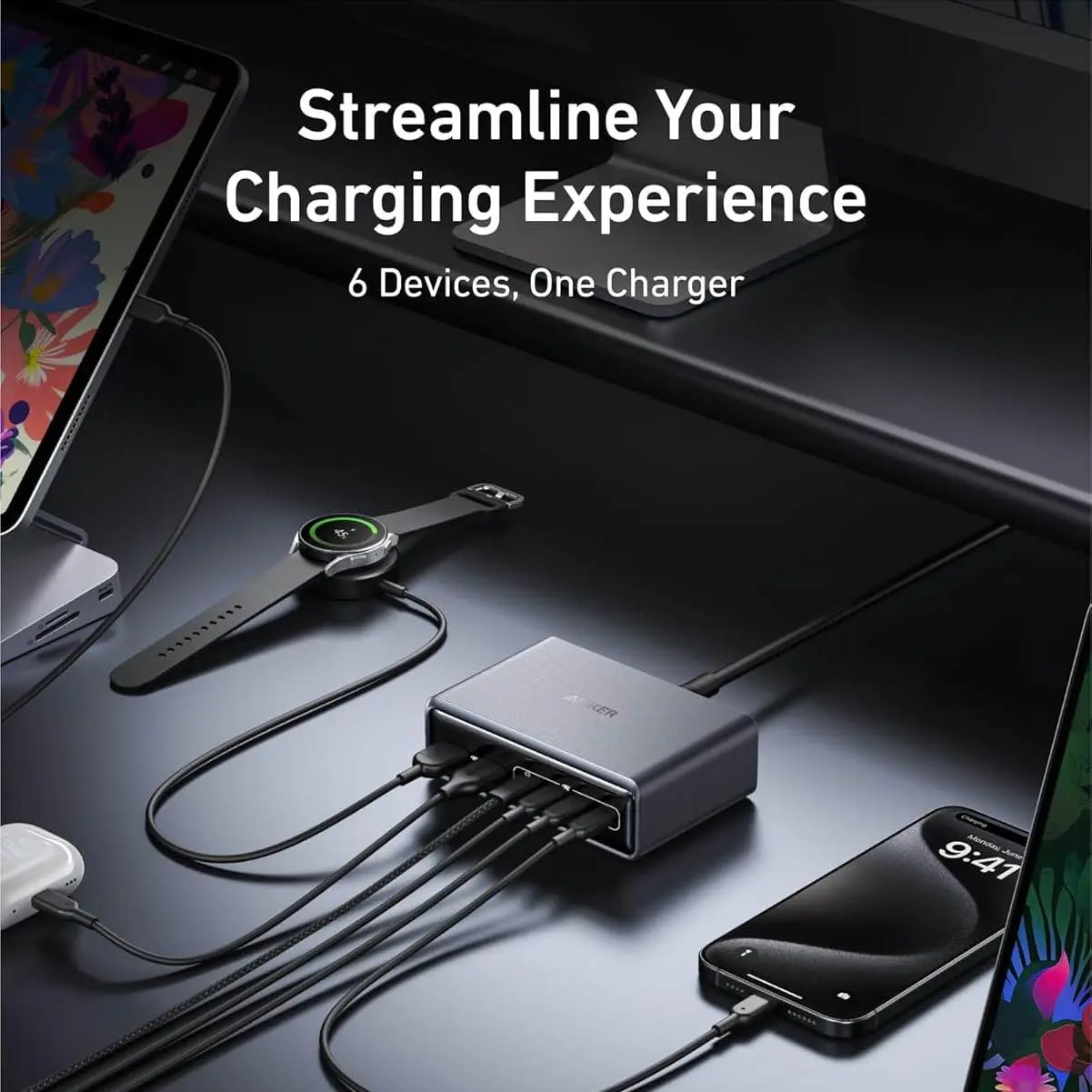 Picture of Anker Prime 200W 6-Port GaN Desktop Charger Grey