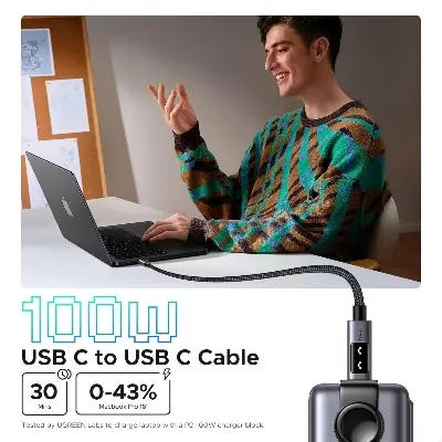 Picture of UGREEN 100W USB-C to USB-C PD Fast Charging Cable Grey