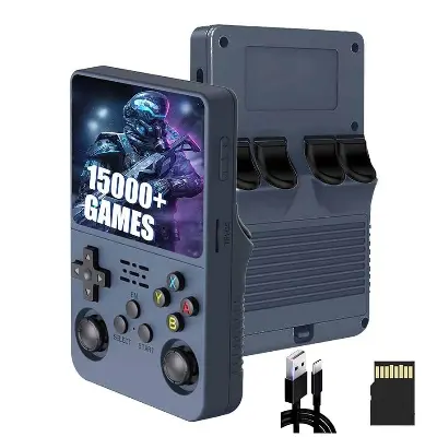 Picture of R36S Retro Handheld Game Console 64G,Built-in 15000+ Games Retro Console,21 Emulator,3.5” IPS Screen,Linux System,Portable Mini Emulator for Kids and Adults (Dark Blue) Dark blue