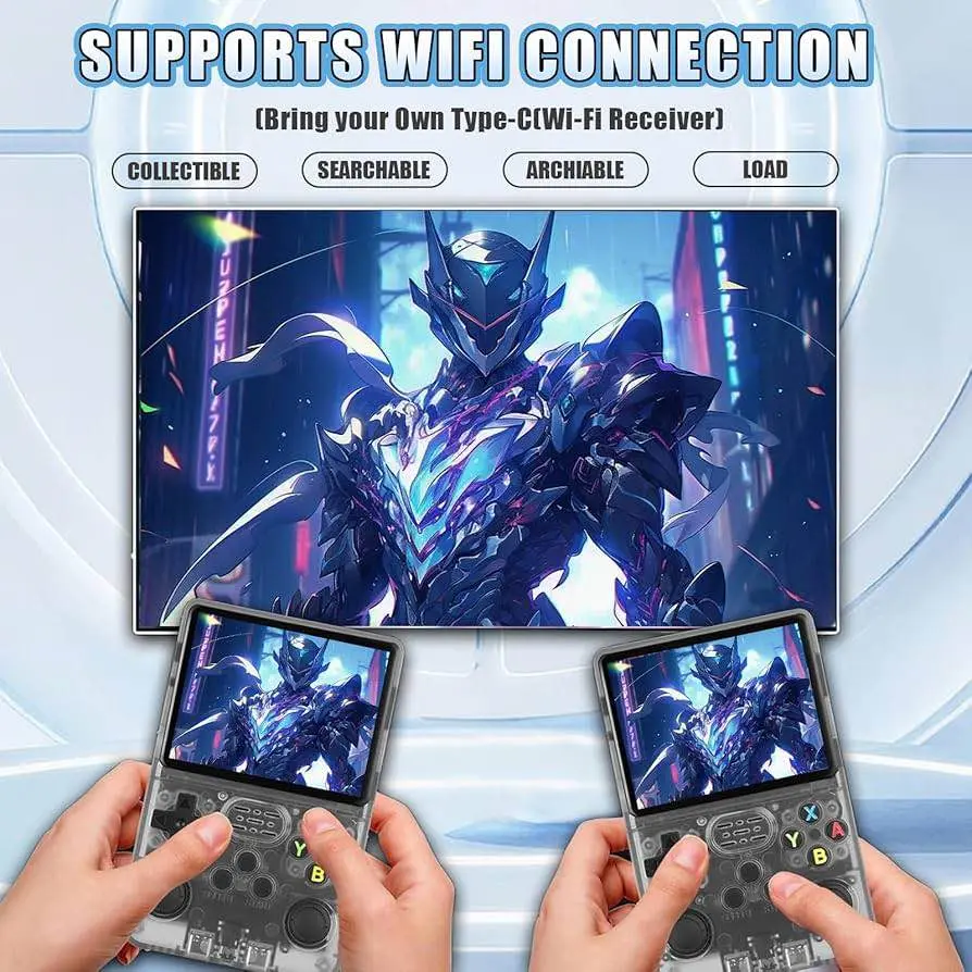 Picture of R36S Retro Handheld Game Console 64G,Built-in 15000+ Games Retro Console,21 Emulator,3.5” IPS Screen,Linux System,Portable Mini Emulator for Kids and Adults (Dark Blue) Dark blue