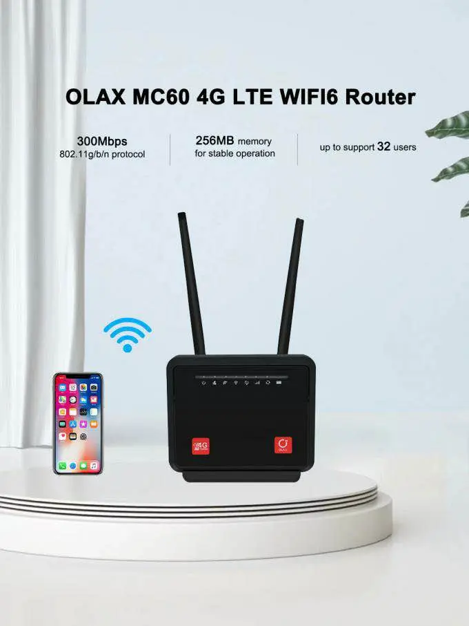 Picture of Olax MC60 300Mbps WIFI Speed 4G home wireless wifi Router Black