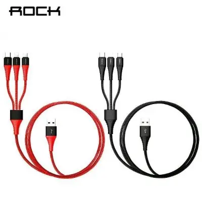 Picture of ROCK Hi-Tensile 3-in-1 Fast Charging Cable 1.2m Durable Black
