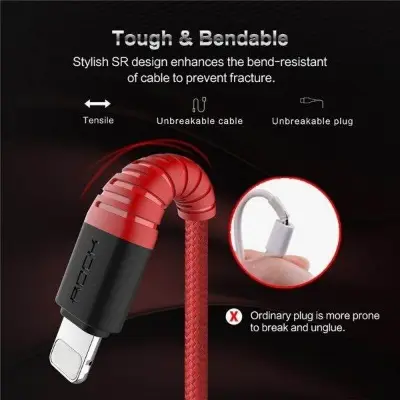 Picture of ROCK Hi-Tensile 3-in-1 Fast Charging Cable 1.2m Durable Black
