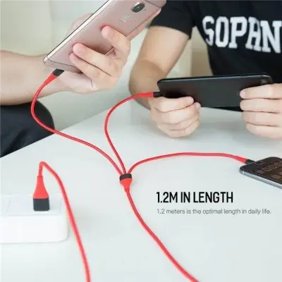 Picture of ROCK Hi-Tensile 3-in-1 Fast Charging Cable 1.2m Durable Black