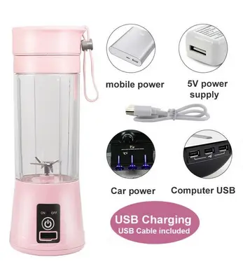 Picture of Portable Juicer Electric USB Rechargeable Smoothie Blender Machine Mixer Mini Juice Cup Maker fast Blenders food processor - Multicolor