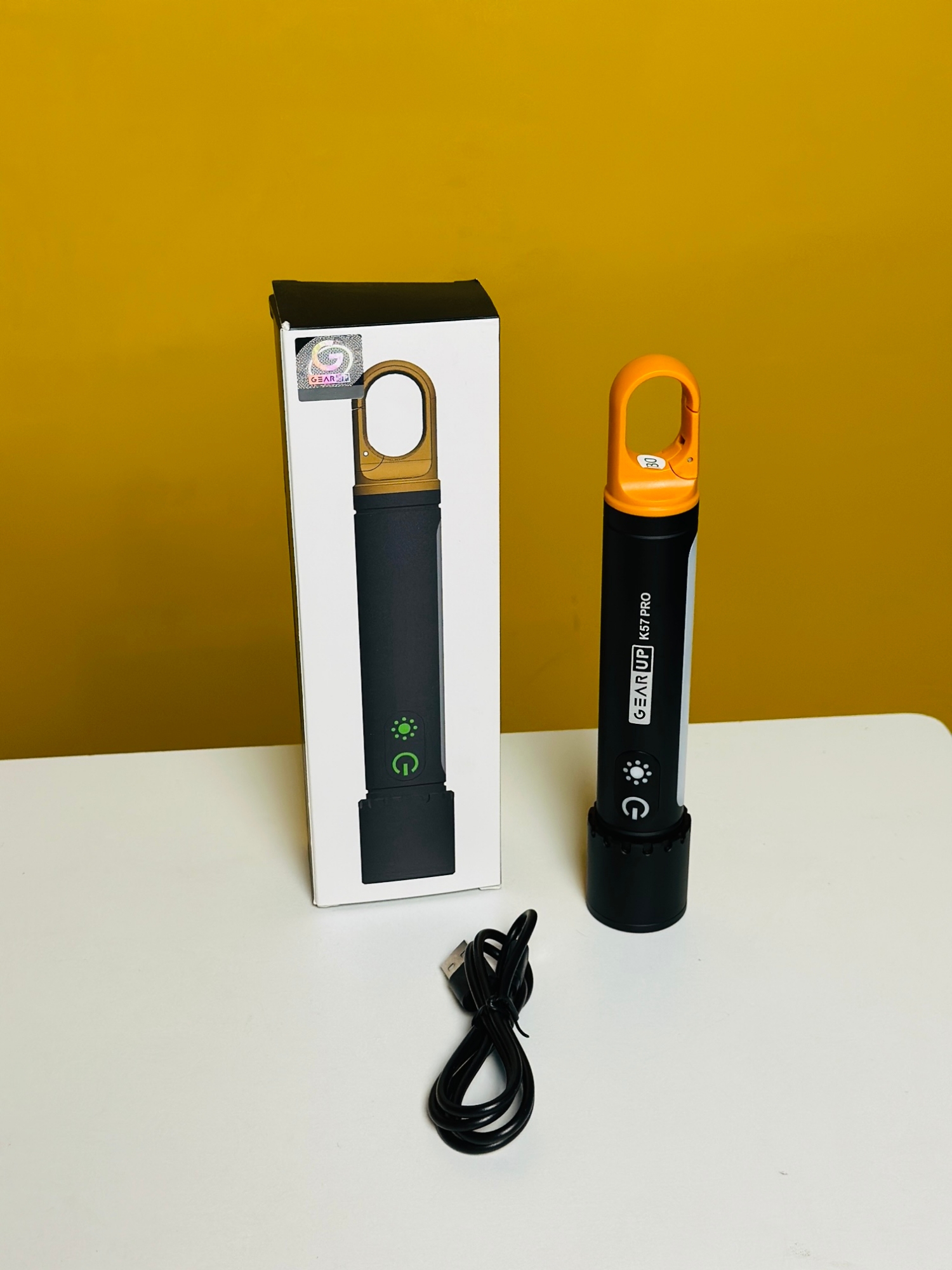 Picture of GearUP K57 PRO - Rechargeable High Power Flashlight + Large COB Light with 3500mAh Lithium Battery - Black