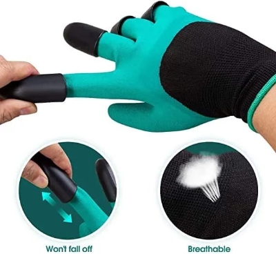 Picture of Gardening Gloves, Safe Garden Glove With Right Hand Sharp ABS Tips Water Proof Washable for Pruning and Planting - Green