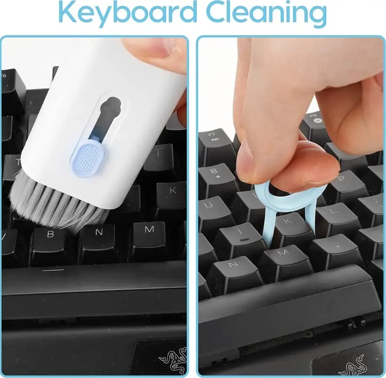 Picture of 7 in 1 Keyboard Cleaner Kit - Cleaning Brush Tool Set Includes Earphone Cleaning Pen For Headset Keyboard Cleaning Tools And Keycap Puller - Blue