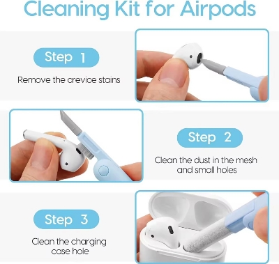 Picture of 7 in 1 Keyboard Cleaner Kit - Cleaning Brush Tool Set Includes Earphone Cleaning Pen For Headset Keyboard Cleaning Tools And Keycap Puller - Blue