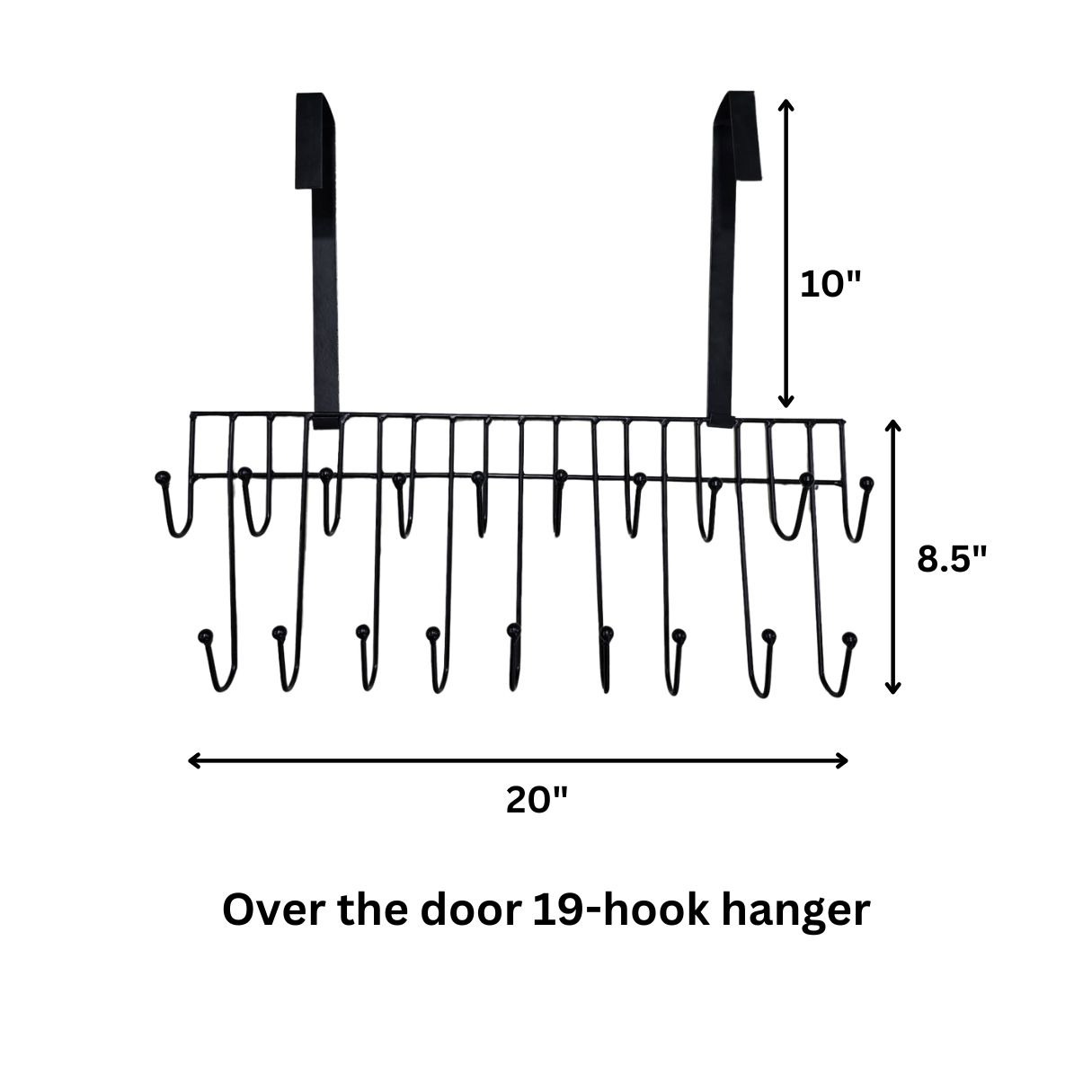 Picture of Over The Door Hanger 19 Hook Steel Hanger For Hanging Clothes Coat Kitchen Items - Black