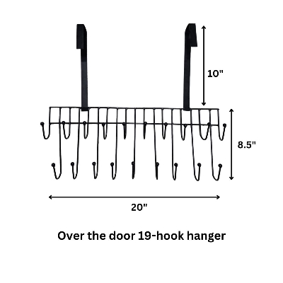 Picture of Over The Door Hanger 19 Hook Steel Hanger For Hanging Clothes Coat Kitchen Items - Black
