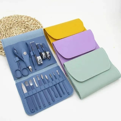 Picture of 16pcs Manicure & Pedicure Nail Clippers Set Stainless Steel Nail Cutter Kit for men and women, Travel Grooming Kit for Facial, Cuticle, Nail and Ear Care
