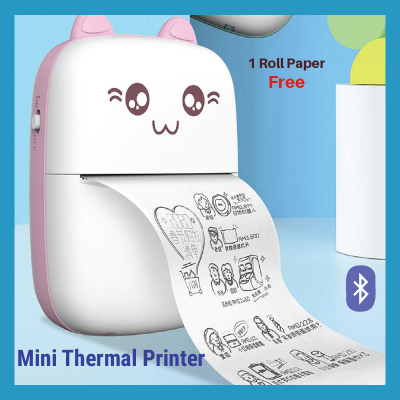 Picture of Thermal Printer Mini Wireless Bluetooth Photo Printer POS Pocket Mobile Printer Label Sticker Receipt Notes Printer - Multicolor
