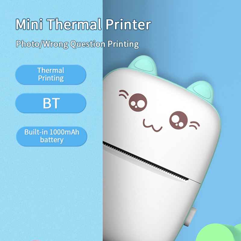Picture of Thermal Printer Mini Wireless Bluetooth Photo Printer POS Pocket Mobile Printer Label Sticker Receipt Notes Printer - Multicolor