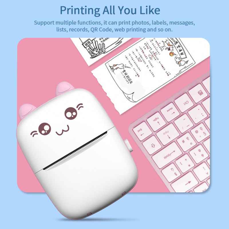 Picture of Thermal Printer Mini Wireless Bluetooth Photo Printer POS Pocket Mobile Printer Label Sticker Receipt Notes Printer - Multicolor