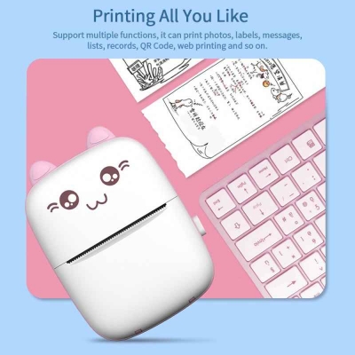 Picture of Thermal Printer Mini Wireless Bluetooth Photo Printer POS Pocket Mobile Printer Label Sticker Receipt Notes Printer - Multicolor