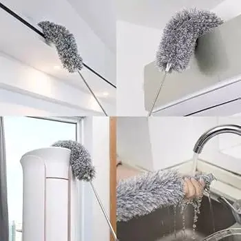 Picture of Flexible Duster for Fan Cleaning Mop with Long Rod | Fan Cleaner Brush with Long Rod | Spider Web Cleaner Stick | Fan Cleaning Brush | Fan Duster Dusting Brush for Home Cleaning | Extendable Duster - Multicolor
