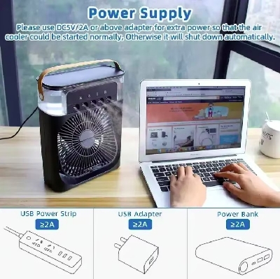 Picture of Air Cooler Fan 3 In 1 Portable Mini Air Conditioner 10w LED Light Portable Air Humidifier Adjustment Fan - Multicolor