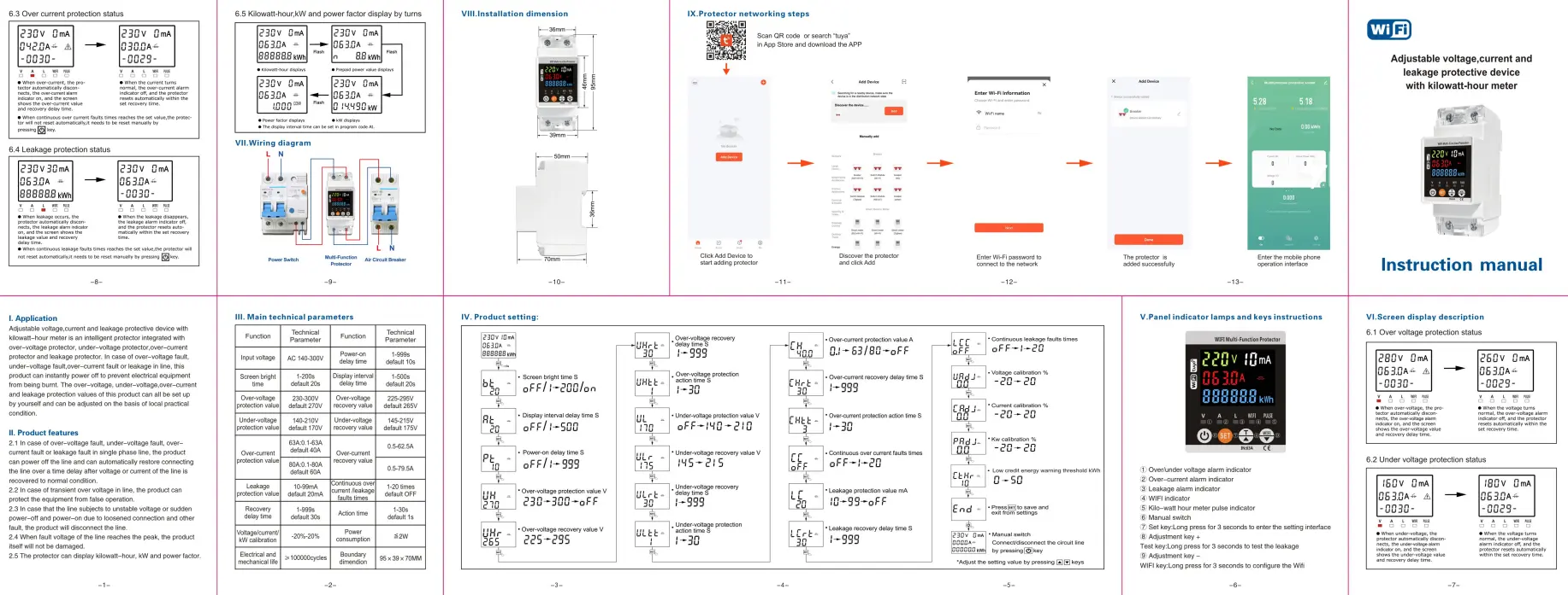 Picture of TOMZN TOMPD-63SW WiFi Smart Circuit Breaker with Real-Time Energy Monitoring and App Control - Multicolor