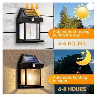 Picture of Solar LED Outdoor Solar Power Sensor Light - Black