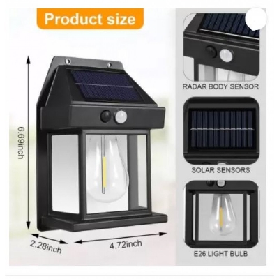 Picture of Solar LED Outdoor Solar Power Sensor Light - Black