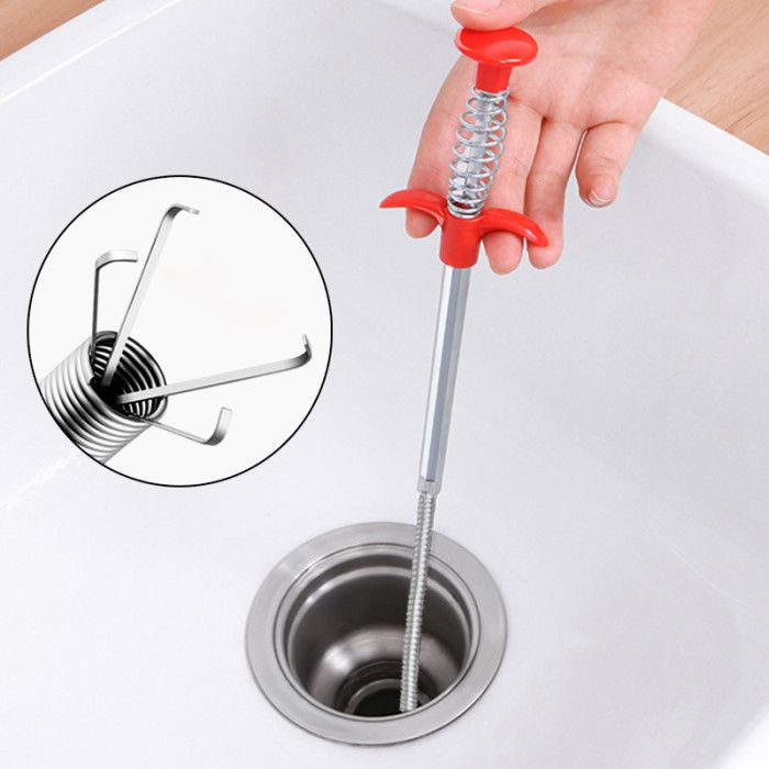 Picture of Drain Cleaning Tool - Wire Spring Sink Cleaning Stick - Red