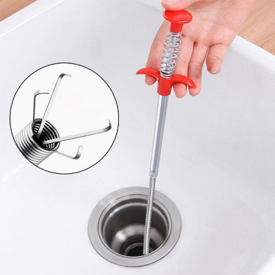 Picture of Drain Cleaning Tool - Wire Spring Sink Cleaning Stick - Red