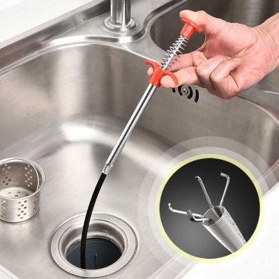 Picture of Drain Cleaning Tool - Wire Spring Sink Cleaning Stick - Red