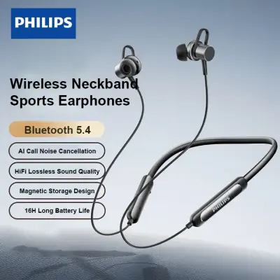 Picture of Philips Wireless Neckband Sports Earphones TAN1120 Bluetooth 5.4 AI Call Noise Cancellation HiFi Lossless Sound Quality 16H Long Battery Life - Black