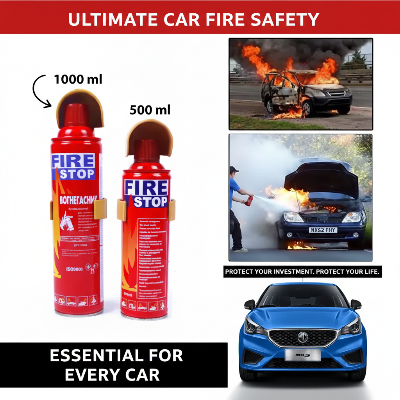 Picture of High Quality Fire Stop Spray - 500ml Portable Mini Fire Extinguisher for Car, House, Kitchen & Office Safety - Emergency Fire Fighting Foam Spray (Red Bottle) - Red