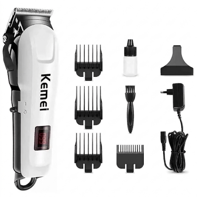 Picture of Kemei KM-809A Professional Hair Trimmer & Clipper for Men | LCD Digital Display | Cordless & Corded (AC/DC) | 240-Minute Runtime | Stainless Steel Blades