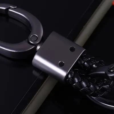 Picture of Metal Luxury Leather Lanyard Keychain Men Women Car Key Ring Holder