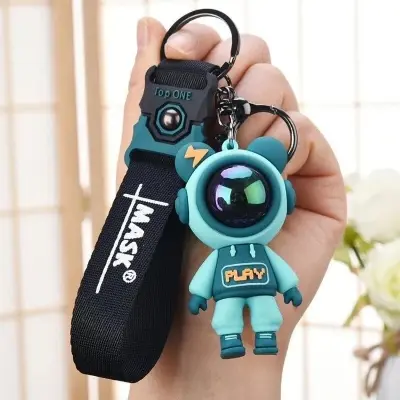 Picture of Astronaut Bears Key Chains Ring Fashion Cute Animal Bag Key ring Holder for Motor Bike Car Accessories Gift