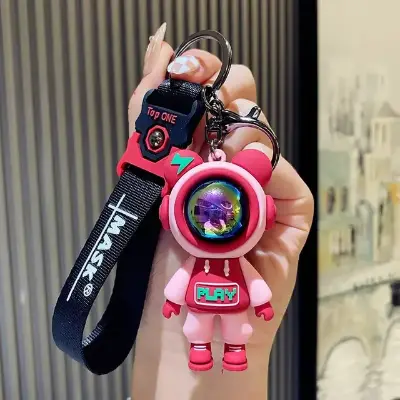 Picture of Astronaut Bears Key Chains Ring Fashion Cute Animal Bag Key ring Holder for Motor Bike Car Accessories Gift