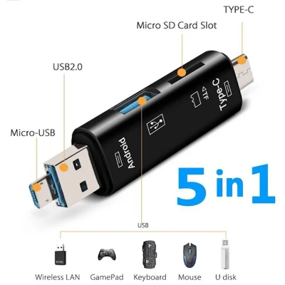 Picture of 5 in 1 Type C/Usb /Micro Usb/Tf/SD Memory Card Reader OTG Card Reader