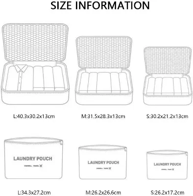 Picture of 6PCS Travel Storage Bag Organizer Set For Clothes Shoes Cosmetic Tidy Organizer Wardrobe Suitcase Pouch Travel Organizers Packing Bags