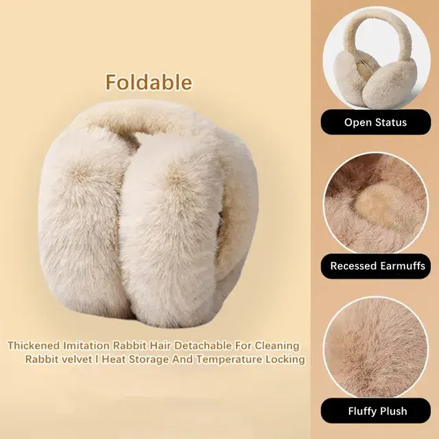 Picture of Winter Folding Portable Cold Protective Furry PlushEarmuffs Windproof Outdoor Soft Comfortable FurEar Protection Muffs