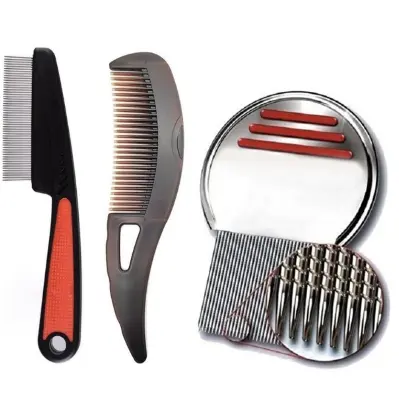 Picture of Cross-border hot selling 5-piece set of anti-dandruff comb stainless steel fine-tooth anti-dandruff comb anti-dandruff comb hollow tooth hairbrush scalp massage