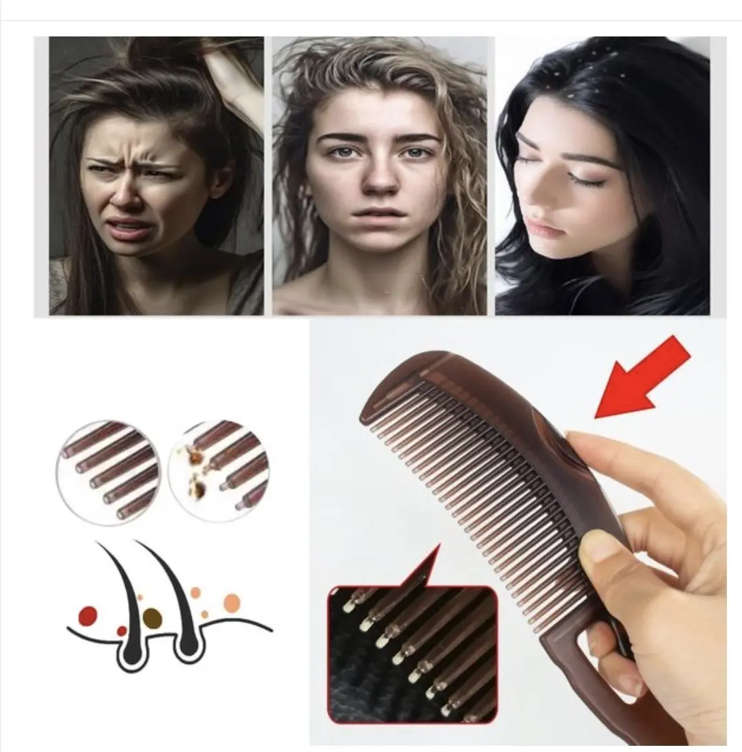 Picture of Cross-border hot selling 5-piece set of anti-dandruff comb stainless steel fine-tooth anti-dandruff comb anti-dandruff comb hollow tooth hairbrush scalp massage