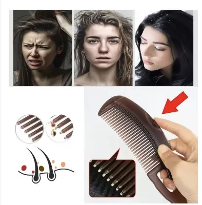 Picture of Cross-border hot selling 5-piece set of anti-dandruff comb stainless steel fine-tooth anti-dandruff comb anti-dandruff comb hollow tooth hairbrush scalp massage