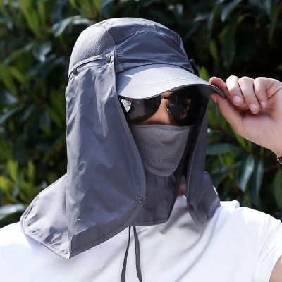 Picture of Outdoor Sport Hiking Visor Hat UV Guard Face Neck Cover Fishing Sun Protection Cap