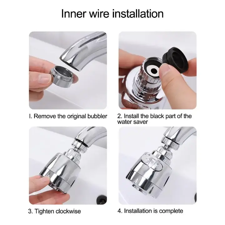 Picture of Rotate Faucet Extender Kitchen Faucet Extension Tubes, Water Saving Faucet Aerator Nozzle Filter Adapter, Stainless Steel Sink Sprayer Attachment for Home Bathroom Kitchen