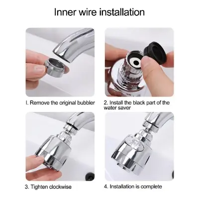 Picture of Rotate Faucet Extender Kitchen Faucet Extension Tubes, Water Saving Faucet Aerator Nozzle Filter Adapter, Stainless Steel Sink Sprayer Attachment for Home Bathroom Kitchen