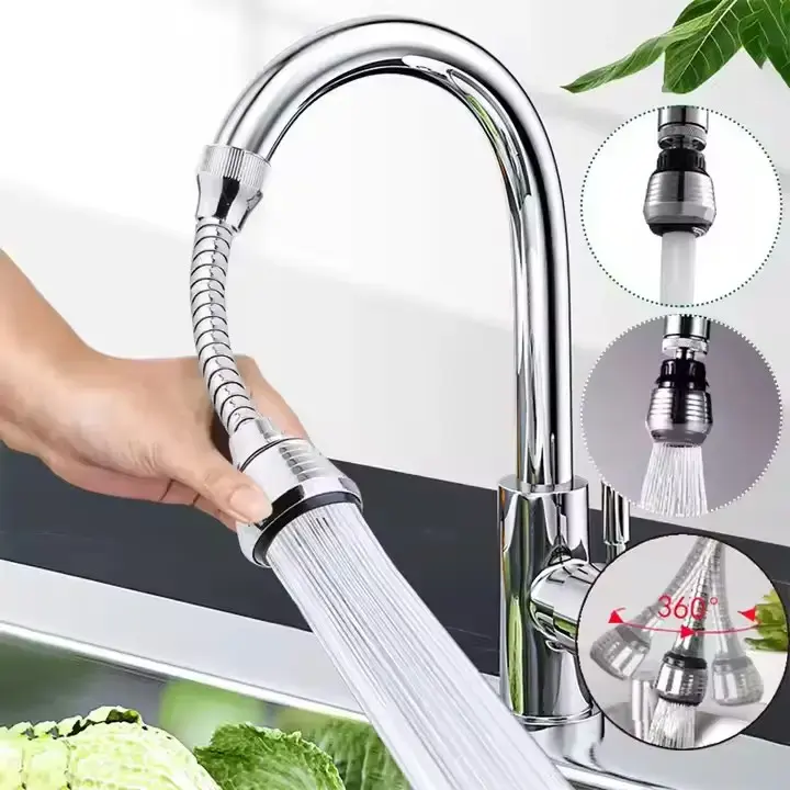 Picture of Rotate Faucet Extender Kitchen Faucet Extension Tubes, Water Saving Faucet Aerator Nozzle Filter Adapter, Stainless Steel Sink Sprayer Attachment for Home Bathroom Kitchen