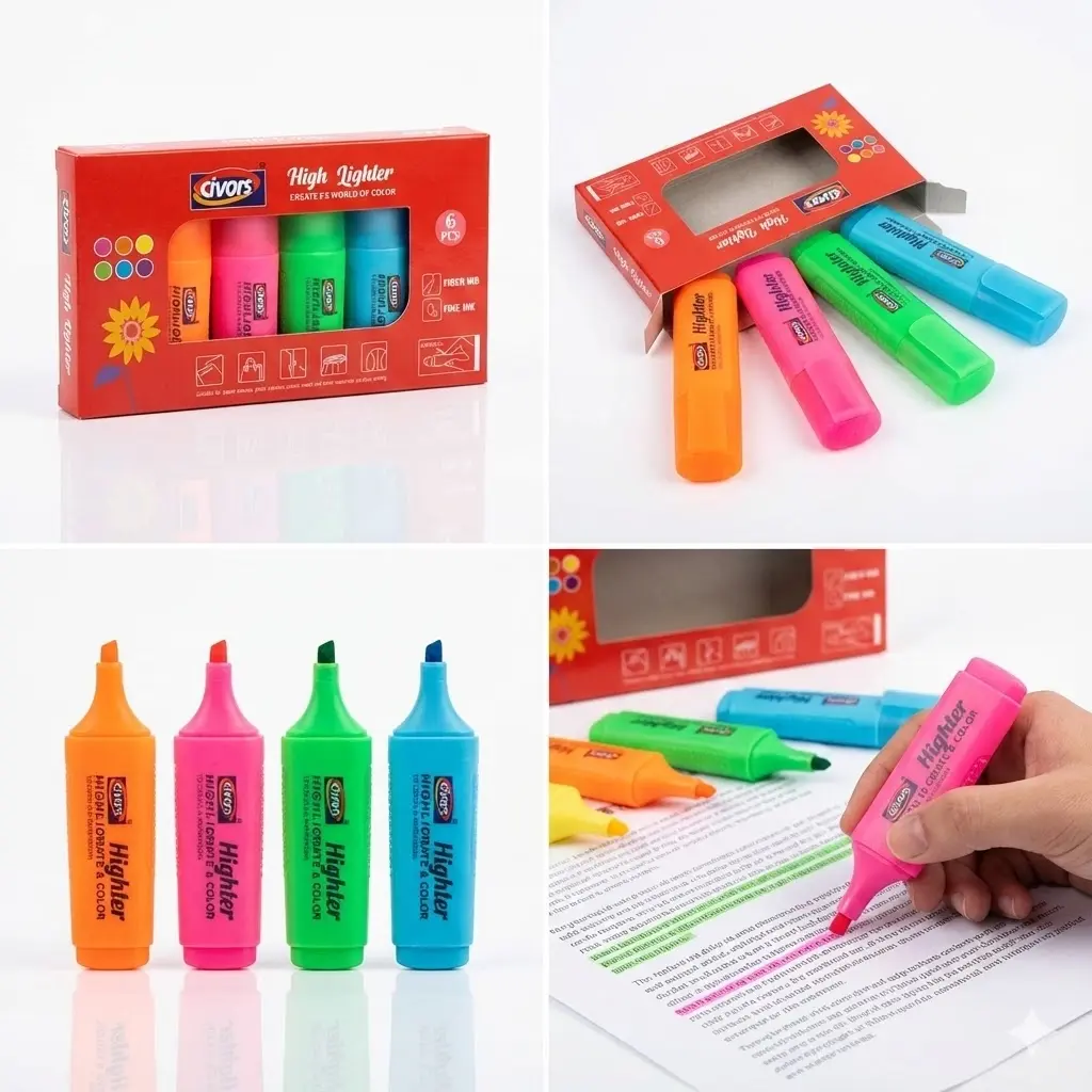 Picture of Civors Mini Capsule Highlighters (Set of 6) - Cute Pill Shaped Marker Pens for Paper, Glass & Crafts (Kawaii Stationery)
