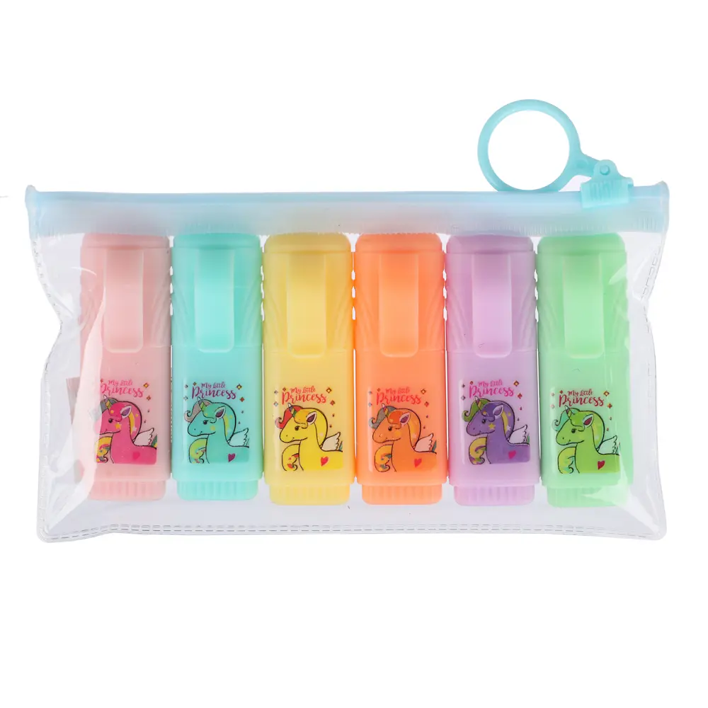 Picture of Princess Mini Highlighters (Set of 6) - Cute Unicorn Themed Capsule Marker Pens for Kids & School
